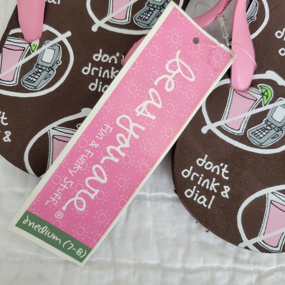 Don't Drink & Dial Flip Flops Sandals M 7-8 NWT Be As You Are - Picture 2 of 10